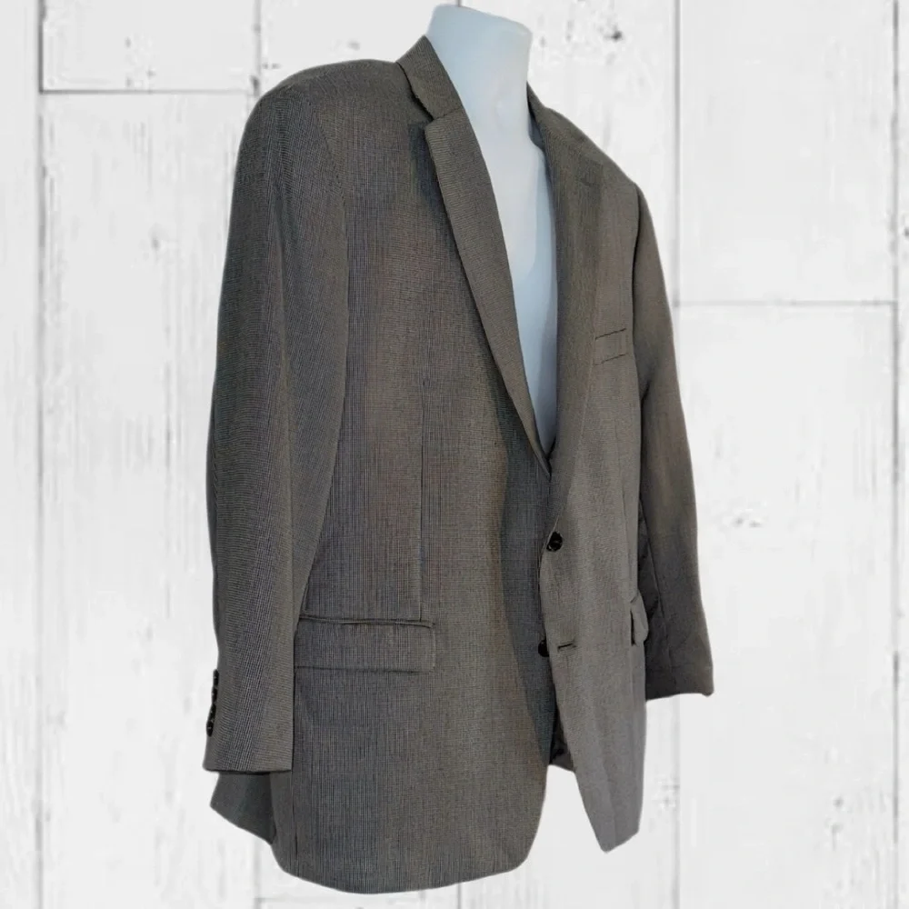 Lauren Ralph Lauren Men’s 48R Blazer Gray Micro Houndstooth Two Button Jacket